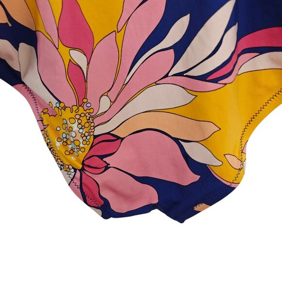Trina Turk Breeze Floral Plunge Maillot One Piece Swimsuit Size 14 Colorful - Picture 8 of 12